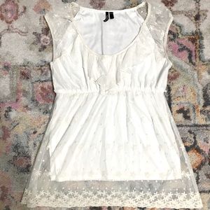HeartSoul L white floral lace top